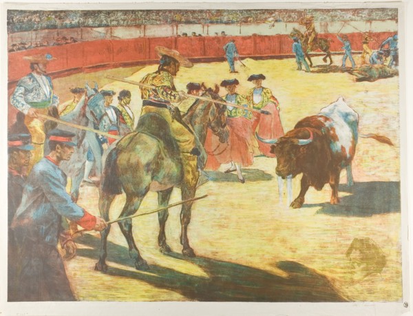 Bull-Fight, 1897, Alexandre Lunois, French, 1863-1916, France, Lithograph in black, yellow, red,