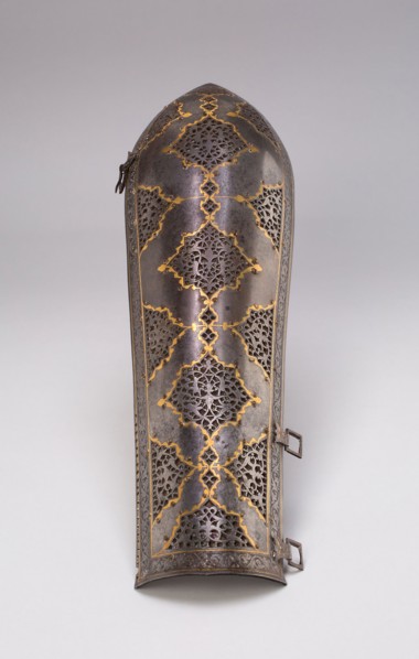 Arm Guard (Bazuband) from Suit of Armor, 18th century, Iran, Iran, Steel inlaid with gold, with