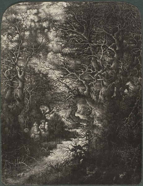 The Holy Family at Rest Beside a Stream, 1853, Rodolphe Bresdin, French, 1825-1885, France,