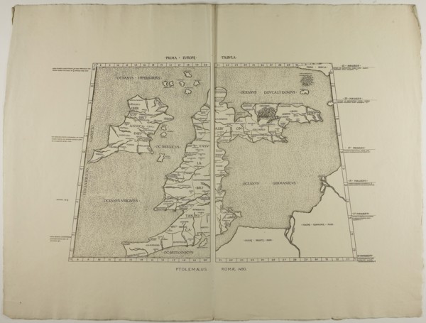 Prima Europe Tabula: Ptolemaeus Romae 1490, 1490, reprinted 1889, Unknown Artist, English, 19th