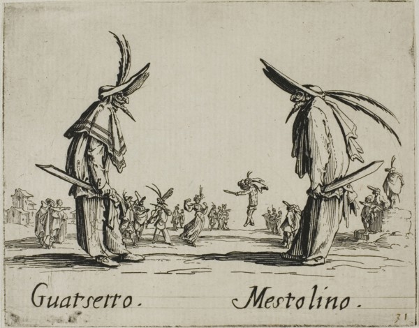 Scaramucia, Fricasso, from Balli di Sfessania, c. 1622, Jacques Callot, French, 1592-1635, France,