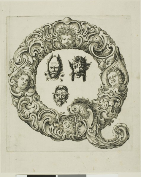 Letter Q, 1630, Peter Aubry, German, 1596-1668, Germany, Engraving on paper, 238 x 193 mm