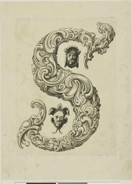 Letter S, 1630, Peter Aubry, German, 1596-1668, Germany, Engraving on paper, 240 x 176 mm