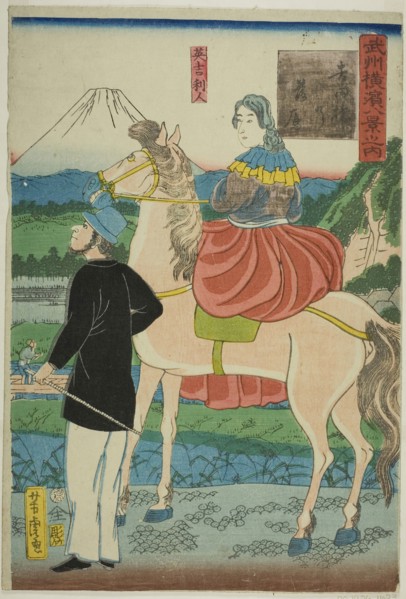 English Watching Descending Geese at Yoshida Bridge (Yoshida-bashi no rakugan, Igirisujin), from