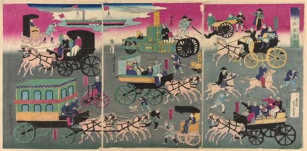 Vehicles on the Streets of Tokyo (Tokyo orai kuruma zukushi), 1870, Utagawa Yoshitora, Japanese,