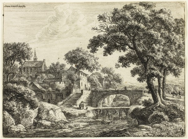 The Two Bridges, 1650/60, Antoni Waterlo, Dutch, 1609-1690, Holland, Etching on paper, 150 x 203 mm