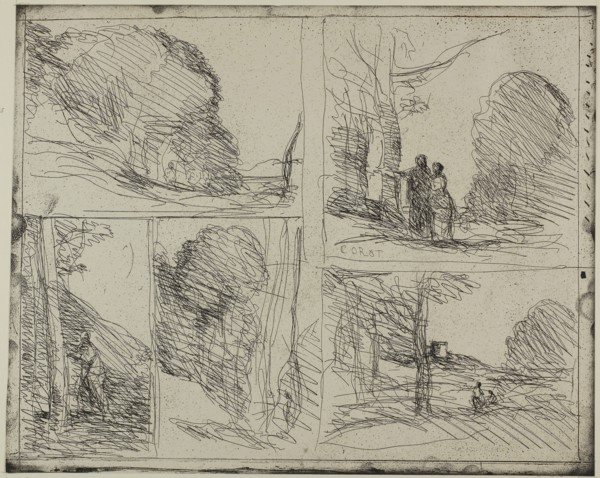 The Garden of Pericles, 1856, Jean-Baptiste-Camille Corot, French, 1796-1875, France, Cliché-verre