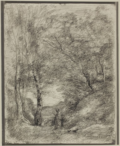 The Gardens of Horace, 1855, Jean-Baptiste-Camille Corot, French, 1796-1875, France, Cliché-verre