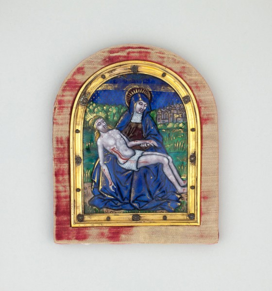 Pietà, early 16th century, Pénicaud Workshop, Limoges, Enamel on copper, 11.8 x 8.7 cm (4 5/8 x 3