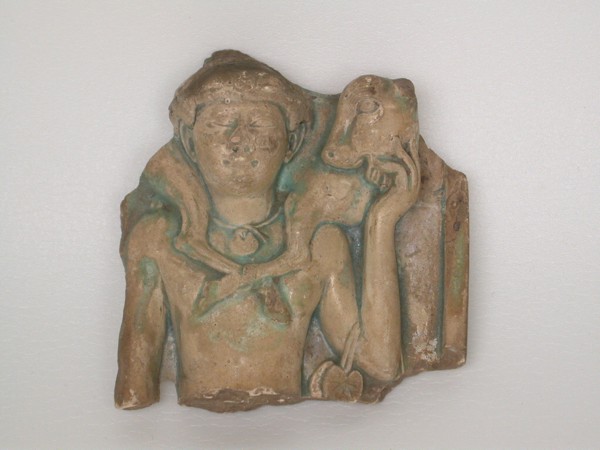 Relief Depicting a Calf-Bearer, Ptolemaic Period, 304/30 BC, Egyptian, Egypt, Glazed stone, 8.9 × 8