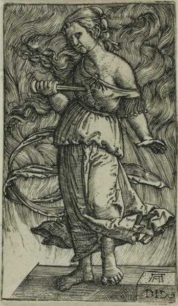 Dido Killing Herself, 1520/30, Albrecht Altdorfer, German, c.1480-1538, Germany, Engraving in black