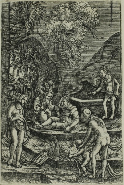 The Dream of Paris, 1515/1518, Albrecht Altdorfer, German, c.1480-1538, Germany, Engraving in black