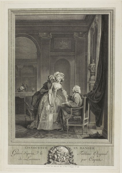 Innocence in Danger, c. 1785, Jean Gabriel Caquet (French, 1749-1802), after Nicolas Lavreince