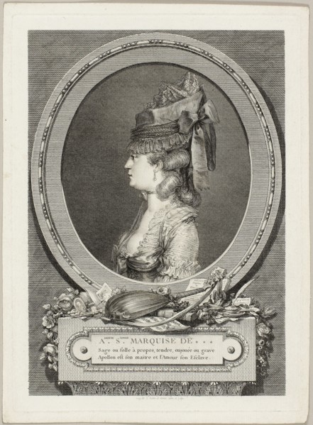 Adrienne-Sophie, Marquise of ***, 1779, Augustin de Saint-Aubin, French, 1736-1807, France, Etching