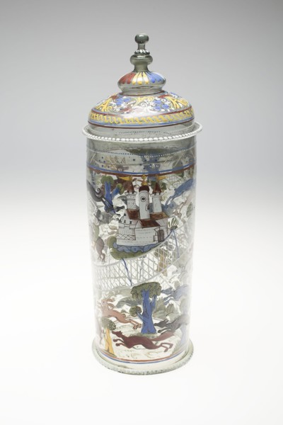Beaker with Cover (Humpen) with Hunting Scenes, 1550/1600, Bohemian or German, Bohemia, Colorless