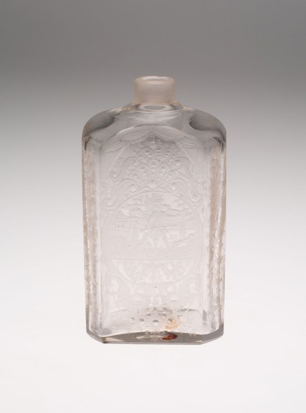 Bottle, Early 18th century, Bohemia, Czech Republic, Bohemia, Glass, H. 14.6 cm (5 3/4 in.)