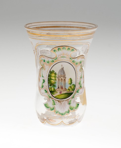 Beaker, c. 1850, Bohemia, Czech Republic, Bohemia, Glass, colorless, blown, cut, overlaid with