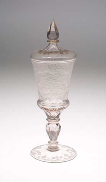 Goblet with Cover, c. 1725, Germany, Schleswig, Schleswig, Glass, H. 23.5 cm (9 1/4 in.)
