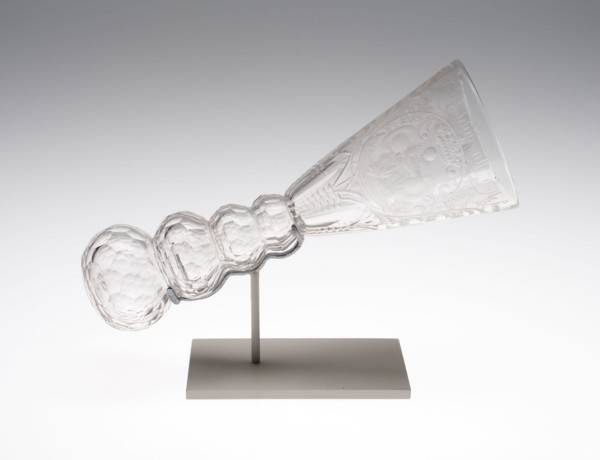 Stirrup Glass (Sturzglas), c. 1720, Bohemia, Riesengebirge, Bohemia, Glass, 22.9 × 8.9 cm (9 × 3