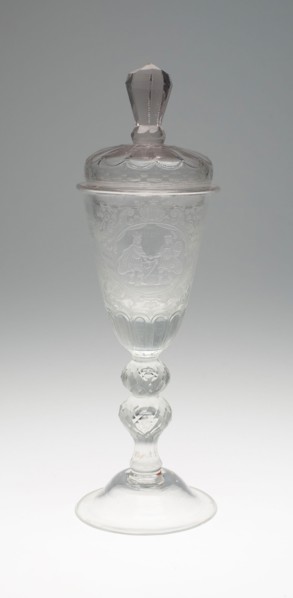 Goblet with Cover, c. 1730, Germany, Lauenstein, Lauenstein, Glass, 36.2 x 10.5 cm (14 1/4 x 4 1/8