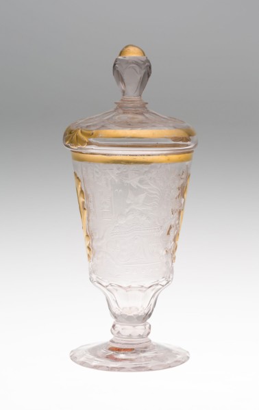 Wine Glass and Cover, c. 1740, Germany, Schleswig, Schleswig, Glass, engraved and gilt decoration,