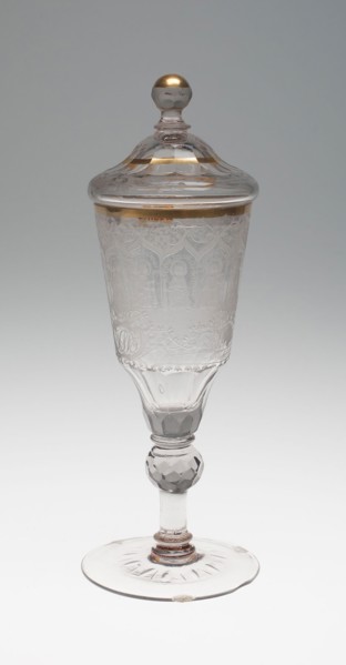 Chalice with Twelve Apostles, c. 1740, Germany, Schleswig, Schleswig, Glass, engraved and gilt