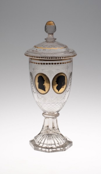 Covered Goblet with Male and Female Silhouettes, c. 1795, Germany, Silesia, Warmbrunn, Decorated by