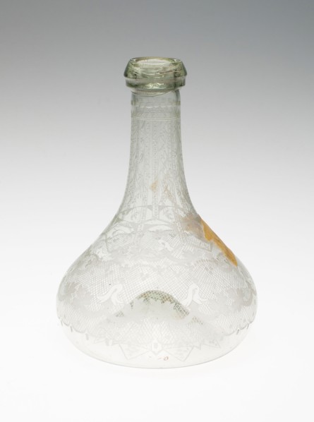 Bottle, c. 1850, Austria, Austria, Glass, 14 × 10.5 cm (5 1/2 × 4 1/8 in.)