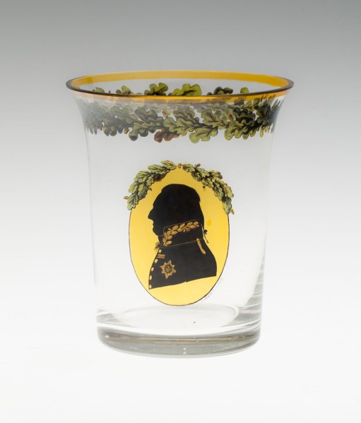 Beaker, 1814, Samuel Mohn, German, 1762-1815, Dresden, Germany, Glass, blown, enameled, gold and