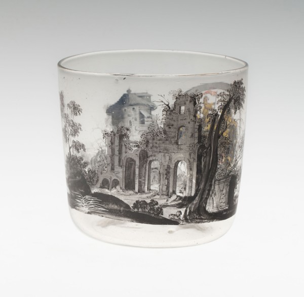 Beaker, c. 1665, Painted by Johann Schaper, German, 1621-1670, Nuremberg, Germany, Nuremberg, Glass