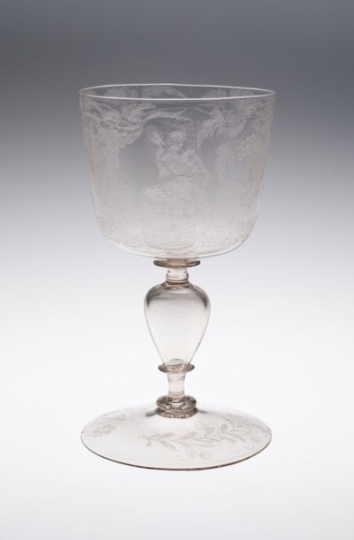 Goblet with Peasant Dancers and Musicians, Late 17th century, Probably engraved by Willem