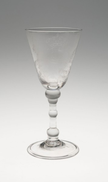 Wine Glass, c. 1760/80, England or Netherlands, England, Glass, blown and stipple engraved, 16.4 ×