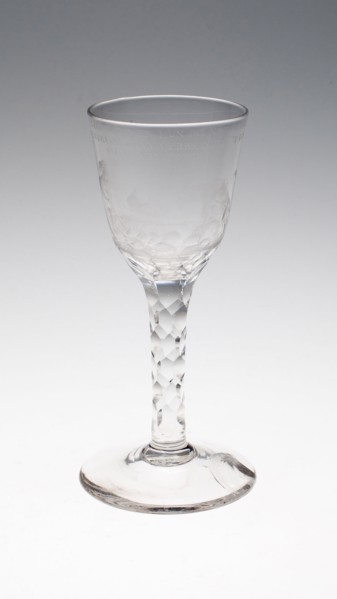 Wine Glass, c. 1795, England or Netherlands, England, Glass, stipple engraved, 6 1/4 in. u.d. 2 1/2