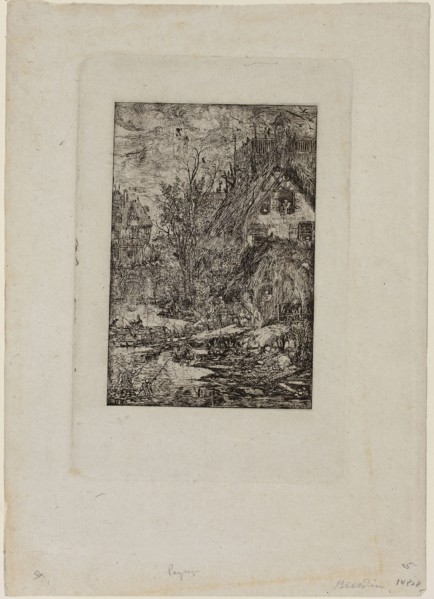 Entering a Village, from Revue Fantaisiste, 1861, Rodolphe Bresdin, French, 1825-1885, France,