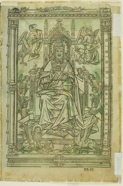 The Crucifixion with the Virgin and St. John (recto), God, the Father, Enthroned with the Signs of