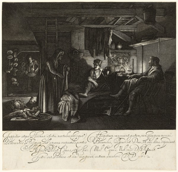 Jupiter and Mercury in the House of Philemon and Baucis, 1612, Hendrik Goudt (Dutch, 1583-1648),