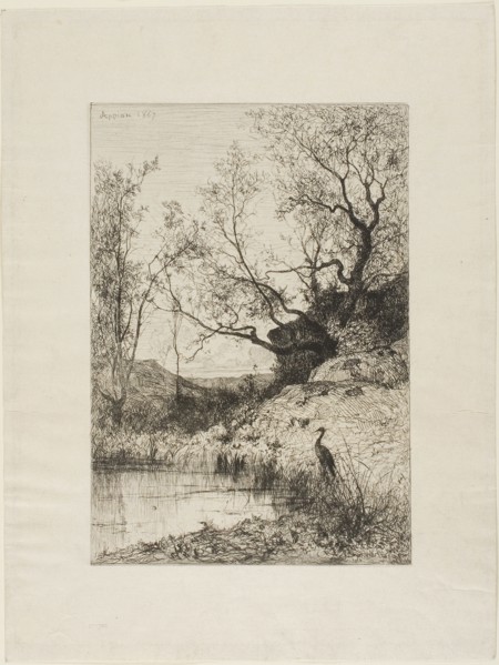 A Pond Near Rousillon, 1867, Adolphe Appian, French, 1818-1898, France, Etching on ivory wove