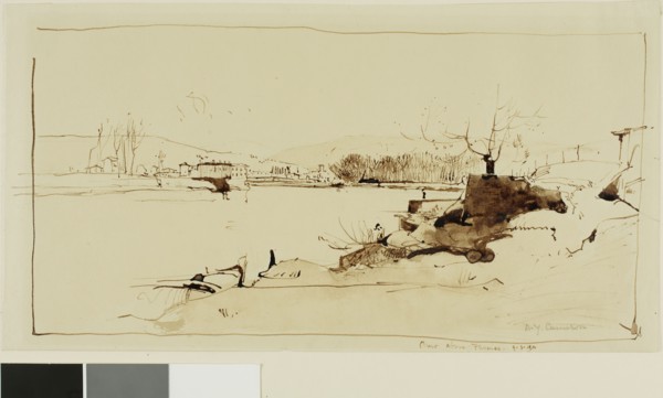 Arno above Florence, September 3, 1900, David Young Cameron, Scottish, 1865-1945, Scotland, Pen and
