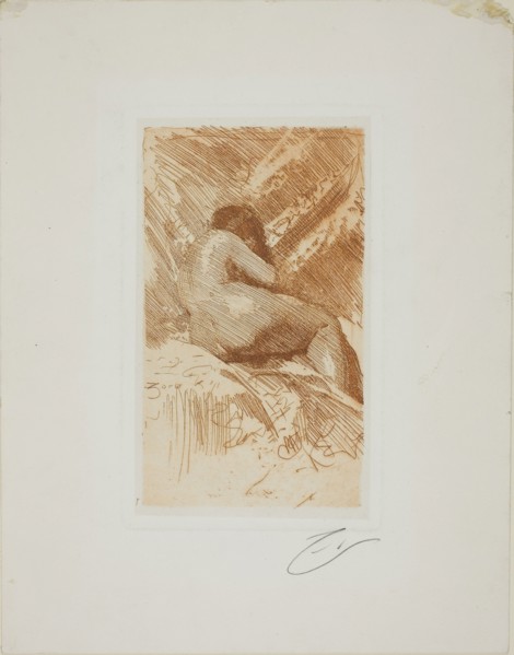 Nude Study, 1884, Anders Zorn, Swedish, 1860-1920, Sweden, Etching in brown ink on white wove