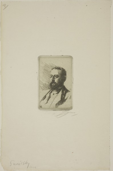 Carl Snoilsky, 1888, Anders Zorn, Swedish, 1860-1920, Sweden, Etching on ivory laid paper, 76 x 49