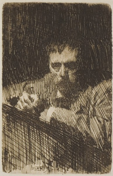 A Painter-Etcher (Self-Portrait), 1889, Anders Zorn, Swedish, 1860-1920, Sweden, Etching on ivory
