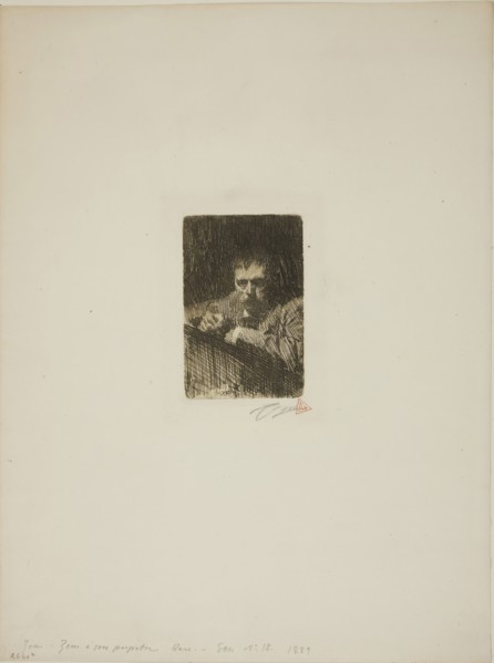 A Painter-Etcher (Self-Portrait), 1889, Anders Zorn, Swedish, 1860-1920, Sweden, Etching on ivory