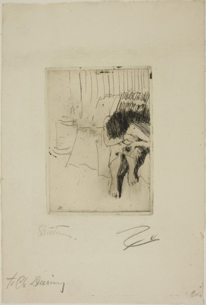 Tired Model, 1890, Anders Zorn, Swedish, 1860-1920, Sweden, Etching on ivory laid paper, 132 x 94
