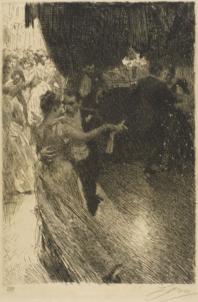 The Waltz, 1891, Anders Zorn, Swedish, 1860-1920, Sweden, Etching on cream wove paper, 320 x 218 mm
