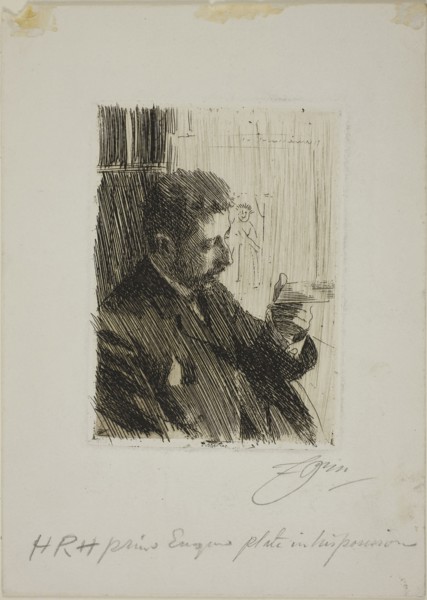 H. R. H. Prince Eugen of Sweden, 1891, Anders Zorn, Swedish, 1860-1920, Sweden, Etching on white