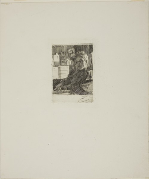 Young Norwegian at the Piano, 1891, Anders Zorn, Swedish, 1860-1920, Sweden, Etching on ivory laid