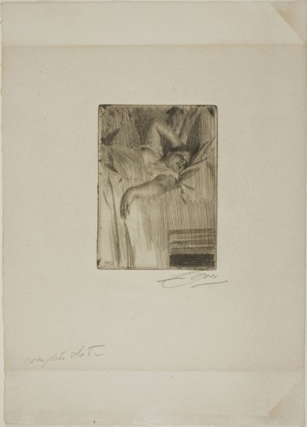 Le Réveil, 1891, Anders Zorn, Swedish, 1860-1920, Sweden, Etching on ivory laid paper, 137 x 100 mm