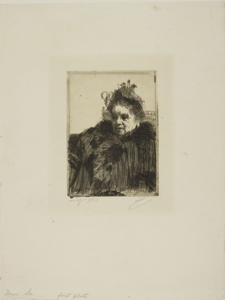 Mme Simon I, 1891, Anders Zorn, Swedish, 1860-1920, Sweden, Etching on ivory laid paper, 133 x 97
