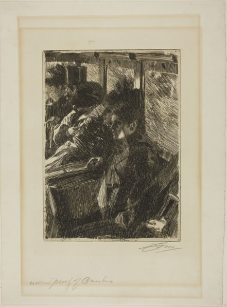 Omnibus, 1892, Anders Zorn, Swedish, 1860-1920, Sweden, Etching on ivory laid paper, 266 x 190 mm