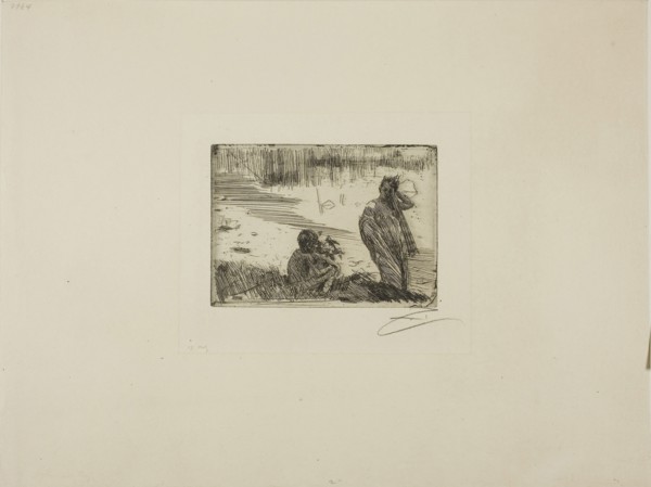 Young People Bathing, 1894, Anders Zorn, Swedish, 1860-1920, Sweden, Etching on ivory laid paper,